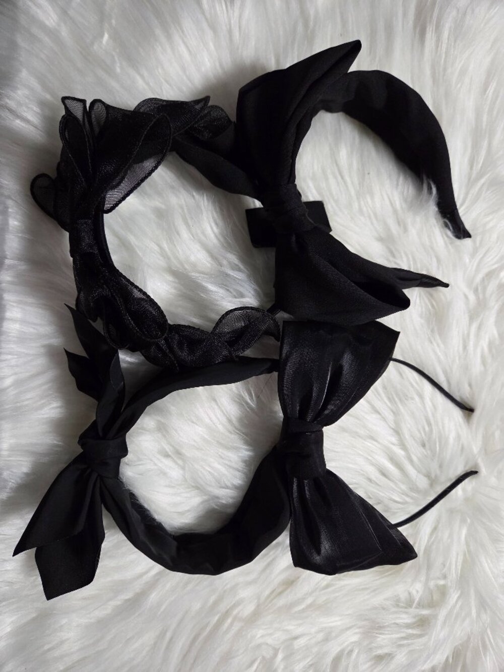 Set of 4 Black Bow Headbands